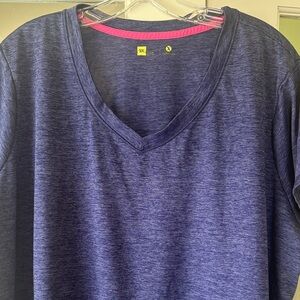 3X Heathered Purple Navy V-Neck Active Tee